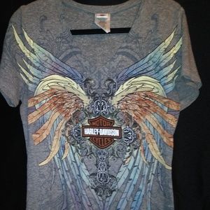 Harley Davidson Women's V-Neck T - L